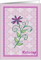 Retirement, Purple Flower with Designer Background card