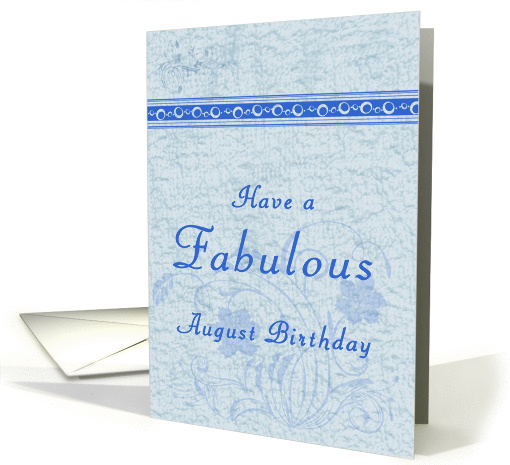 August Birthday Light Blue Card, Swirley Flowers card (1101360)