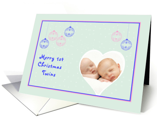 Christmas Card, 1st Christmas, Twins, Add Your Own Photo card