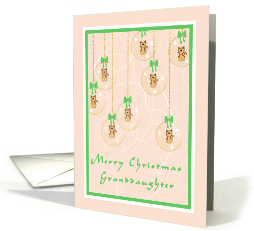 Christmas Ornaments & Comical Cats for Granddaughter card (1143318)