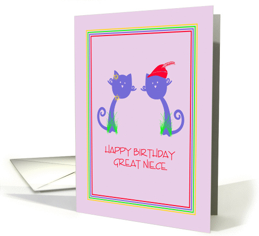 Happy 14th Birthday Great Niece with Designer Cats card (1219404)