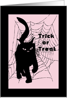Halloween Trick or Treat with Black Cat card
