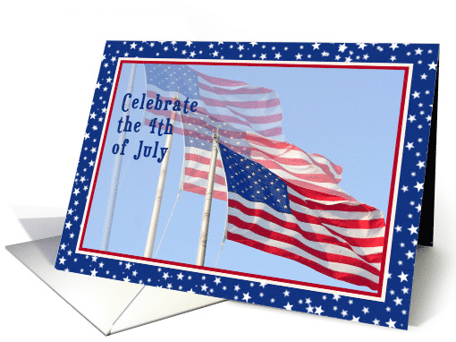 Independence Day with Three Flags 4th Wedding Anniversary. card