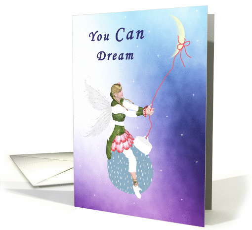 Christmas Fantasy with Fairy Swinging on a Christmas Bulb card