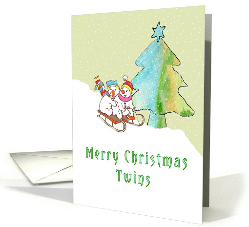 Merry Christmas Twins Tree & Snowmen card (1410222)