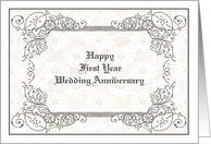 First Year Anniversary with a Swirly Designer Frame & Daisies card