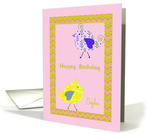 Birthday for Sophia with Two Cute Designer Birds card (1444594)