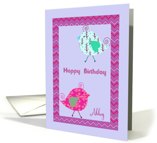 Birthday for Abbey with Two Cute Designer Birds card (1445208)