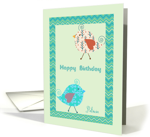 Birthday for Any Name with Two Cute Designer Birds card (1446098)