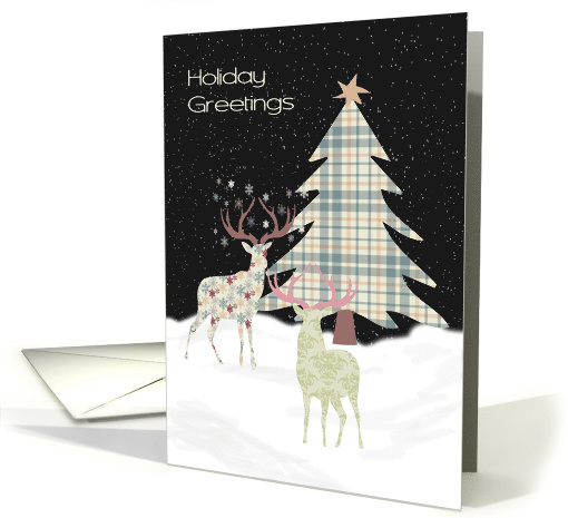 Christmas with a Plaid Tree Deer & Starry Night card (1447604)