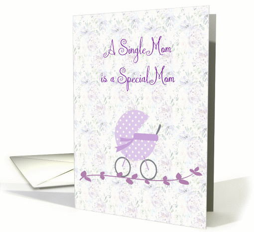 Single Mom with Lavender Baby Carriage card (1450002)