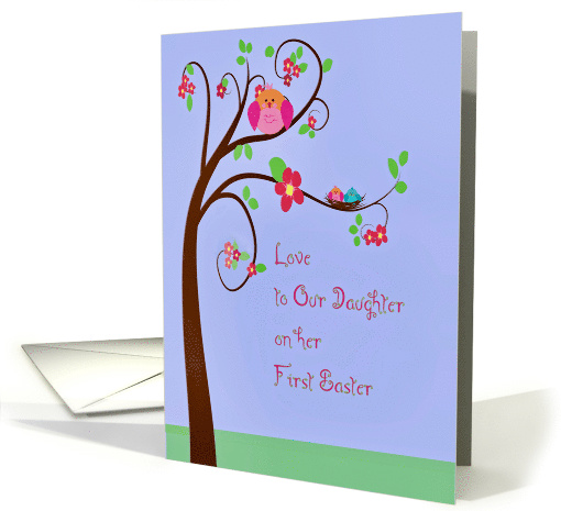 First Easter for Daughter Cute Birds & Flowering Tree card (1485542)