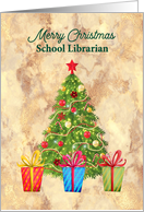 Christmas for School Librarian with Tree card