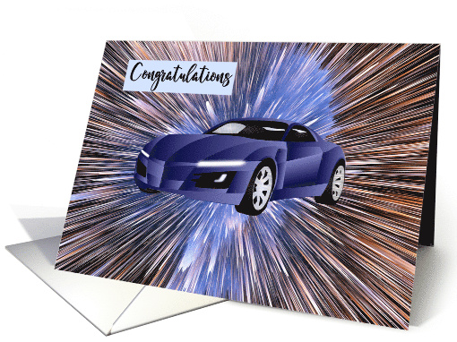 Explosive New Car Congratulations Design in Blue card (1584762)