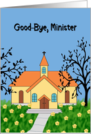 Good Bye to Minister Yellow Church Trees and Flowers card