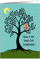 Graduation from Eighth Grade for Smart Girl with Owl on Tree card