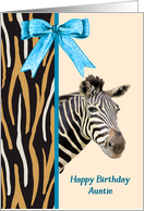 Birthday for Auntie with Zebra Image card