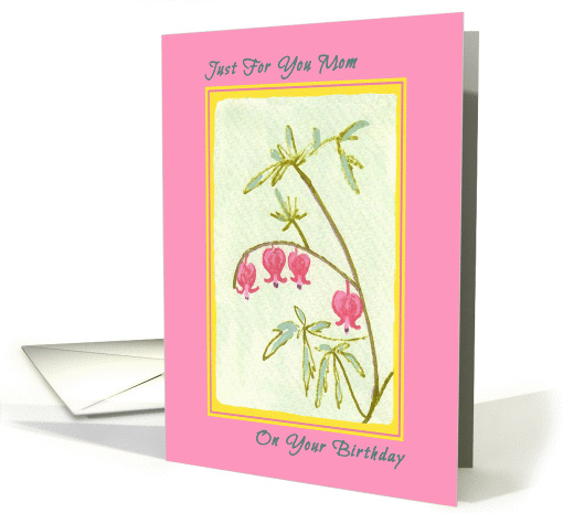 Birthday Bleeding Hearts, Retro Hand Drawn for Mom card (401828)