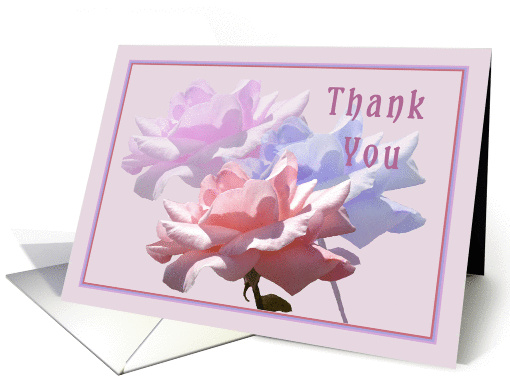 Thank you, Pink Blue & Lavender Roses, Moved card (470432)