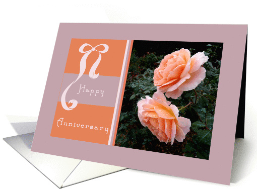 Anniversary, 50th, Peach Roses, card (512279)