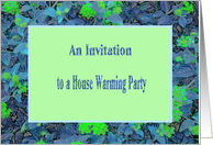 House Warming Party, Green & Blue Floral Design card