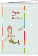 Birthday Mermaid with Fish for 8 Year Old card