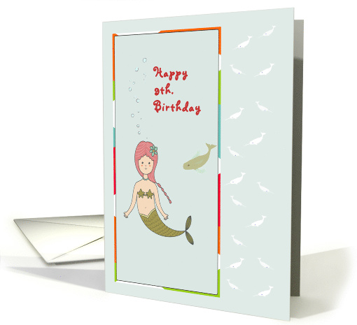 Birthday Mermaid with Fish for 9 Year Old. card (563223)