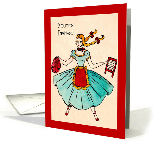 Family Reunion, Retro drawing, Washer Woman card (566734)