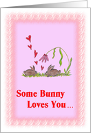 Easter Card, From both of us,Two Cute Bunnies card