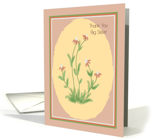 Big Sister Thank you Card, Hand drawn Flowers card (635316)