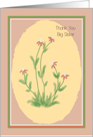 Big Sister Thank you Card, Hand drawn Flowers card