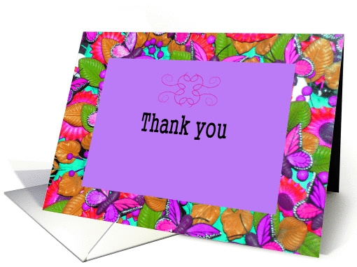 Thank You, Baby Shower Gift, Butterfly Design in Purples card (646515)
