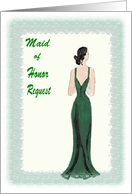Maid of Honor Invitation, Stylish Lady in Green Gown card