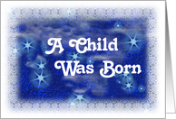 Christmas Card, Blue Digital Design with Stars, Religious card