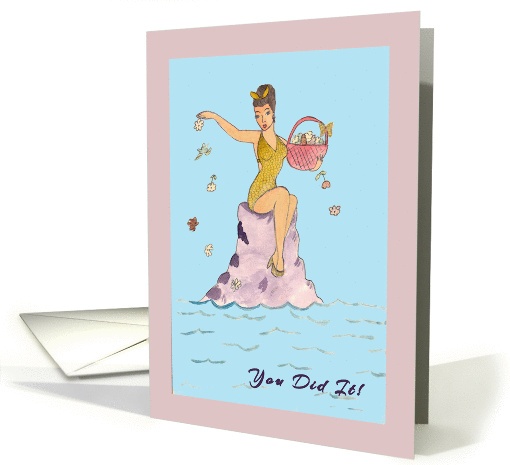 Weight Loss Bathing Beauty with Flowers card (765762)