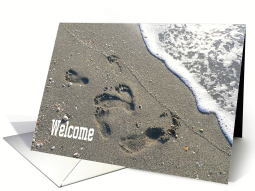 Welcome to Family, Sand with Footprints and Water card (783066)