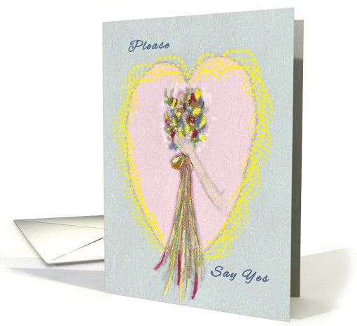 Bridesmaid Request, Hand Drawn, Painted Bridal Bouquet card (797548)