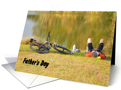 Father's Day, Relaxing by the Pond. Bicycling. card (812788)