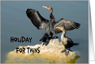 Holiday for Twins, Twin Cormorants in Nature card