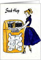 Sock Hop Party Invitation, Girl Playing Juke Box card