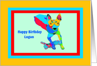 Birthday for Logan, Colorful Dog card