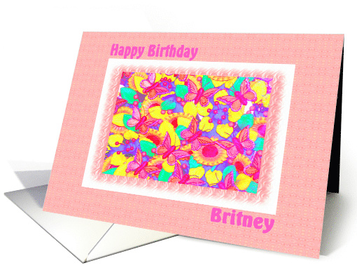 Birthday for Britney, Pink with Butterflies, from Friends card