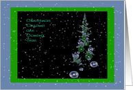 Christmas, Blue and Green with Digitally Designed Tree card