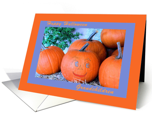 Halloween Card for Grandchildren with Smiling Pumpkin card (861639)