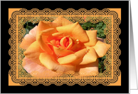 Birthday for Mom, Orange Rose with Lace Look Border, From Children card