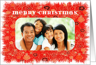 Photo Christmas Card in Red for Family Image Insert. card