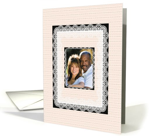 Wedding Vows Renewed, Photo Card with a Lacy Digital Design card
