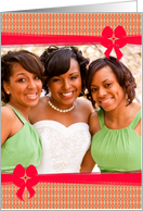 Christmas Card with Red Bows. Add Your Own Photo From me to you. card