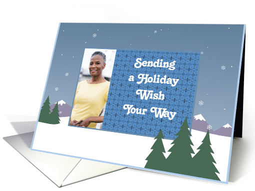 Christmas Card with Trees and Snow, Add Your Photo card (876796)