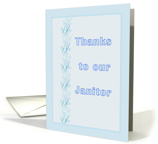 Thank You Card for Janitor, Light Blue with Leaf Design card (937264)